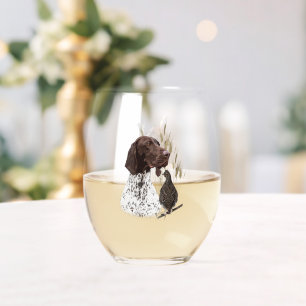 German Shorthaired Pointers (GSP) Stemless Wine Glass
