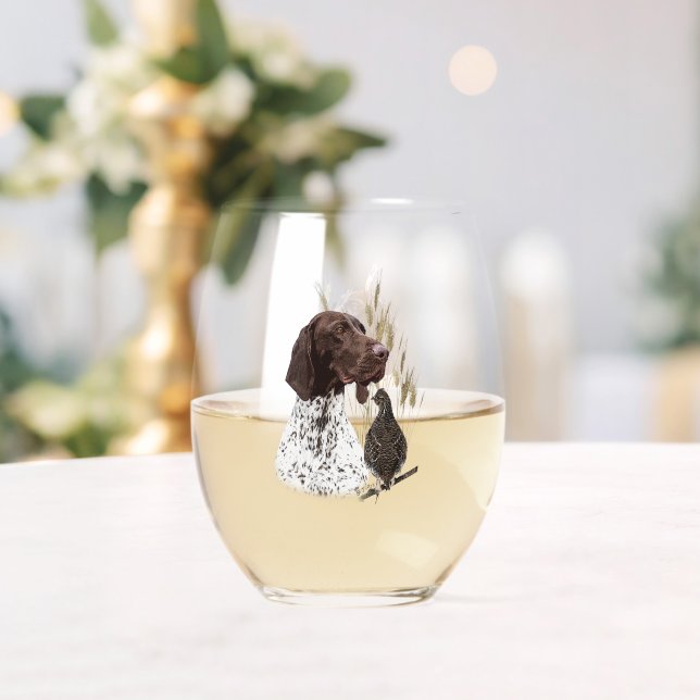 German Shorthaired Pointers (GSP) Stemless Wine Glass (Insitu (Wedding))