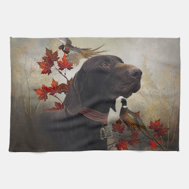 German Shorthaired Pointers (GSP)    Tea Towel (Horizontal)