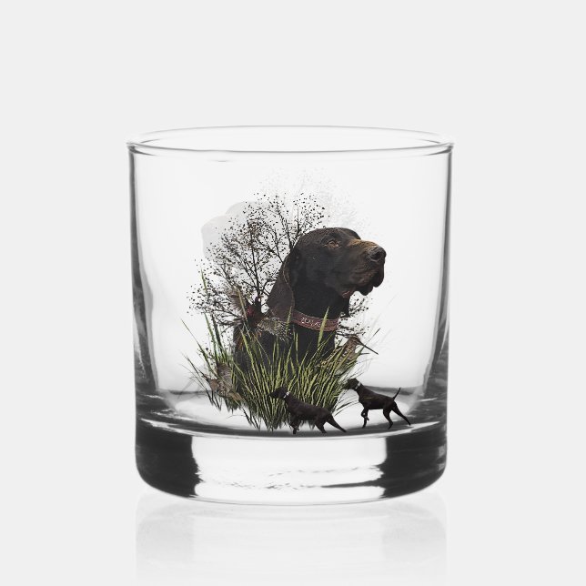 German Shorthaired Pointers (GSP) Whiskey Glass (Front)