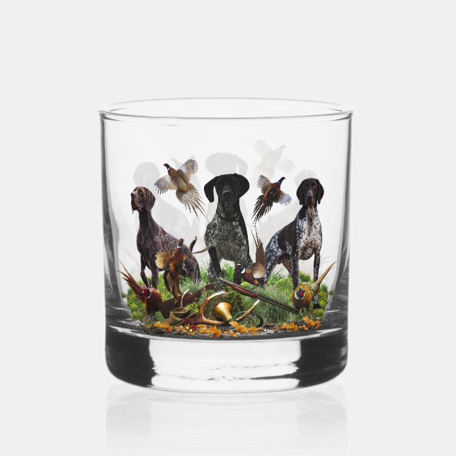 German Shorthaired Pointers (GSP) Whiskey Glass (Front)
