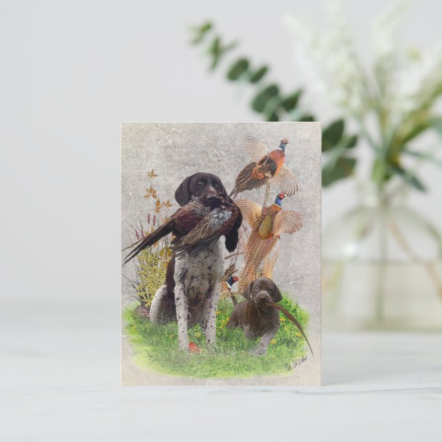 German Shorthaired Pointers (GSP) Wooden Box Sign  Postcard (Standing Front)