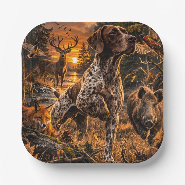 German Shorthaired Pointers  Paper Plate (Front)