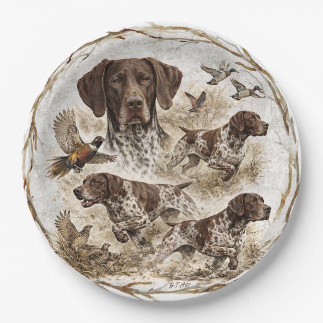 German Shorthaired Pointers  Paper Plate (Front)