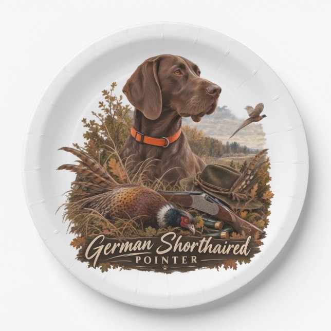 German Shorthaired Pointers  Paper Plate (Front)