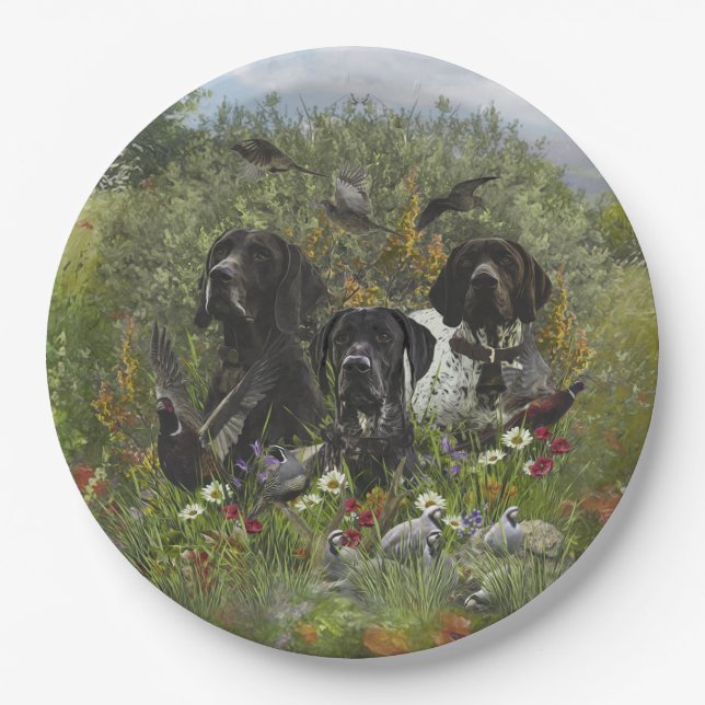German Shorthaired Pointers   Paper Plate (Front)