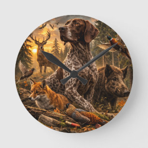 German Shorthaired Pointers Round Clock