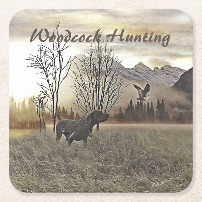 German Shorthaired Pointers Square Paper Coaster (Front)