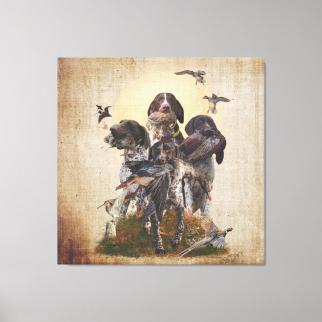 German Shorthaired Pointers  Tapestry Poster Canvas Print (Front)