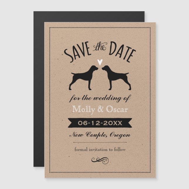 German Shorthaired Pointers Wedding Save the Date Magnetic Invitation (Front/Back)