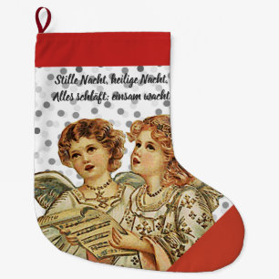 GERMAN SILENT NIGHT W/ ANGELS Christmas Stocking