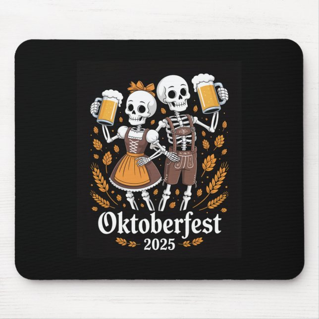 German Skeleton Halloween Lederhosen Funny 2025  Mouse Mat (Front)