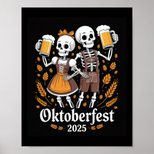 German Skeleton Halloween Lederhosen Funny 2025  Poster