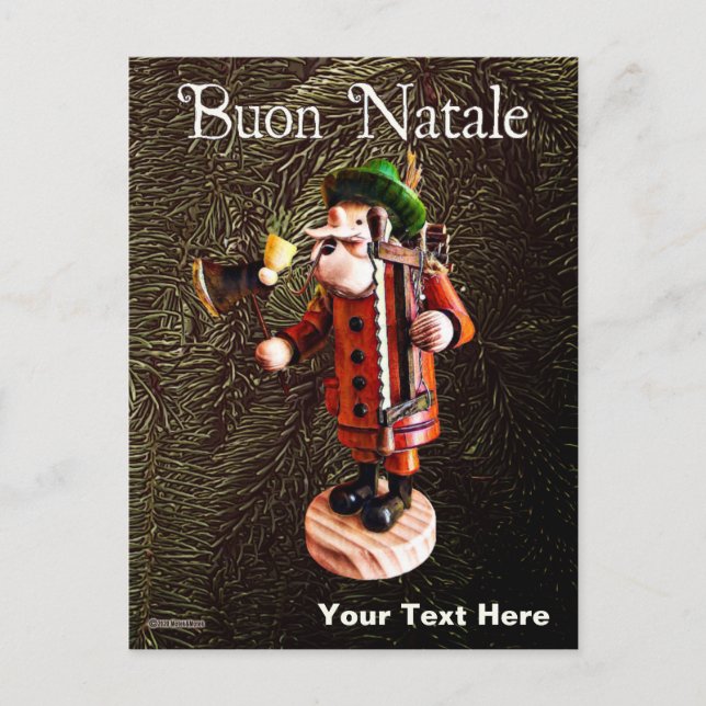 German "Smoker Man" Incense Burner - Christmas Postcard (Front)