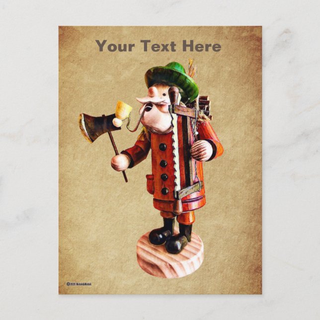 German "Smoker Man" Incense Burner Postcard (Front)