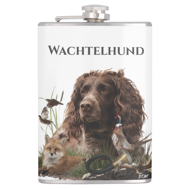 German Spaniel, Wachtelhund     Hip Flask (Front)