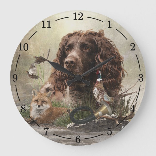 German Spaniel, Wachtelhund     Large Clock (Front)