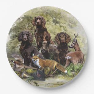 German Spaniels ( Deutscher Wachtelhund ) Paper Plate