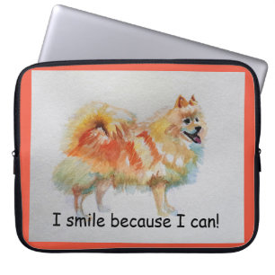 German Spitz Dog 'I Smile Because I Can' Card Laptop Sleeve