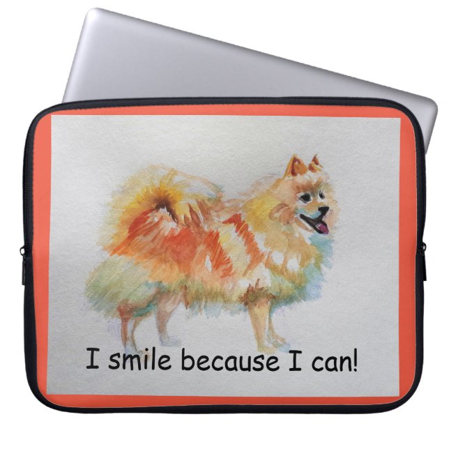 German Spitz Dog 'I Smile Because I Can' Card Laptop Sleeve (Front)