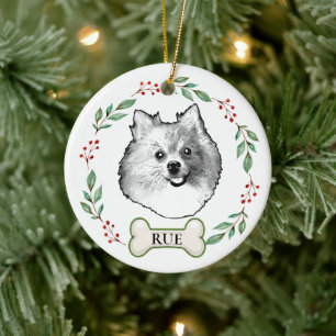 German Spitz Dog Personalized Hand Drawing Ceramic Tree Decoration