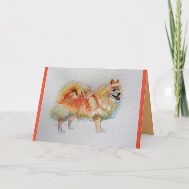 German Spitz Dog Watercolor pet Greetings Card (Front)