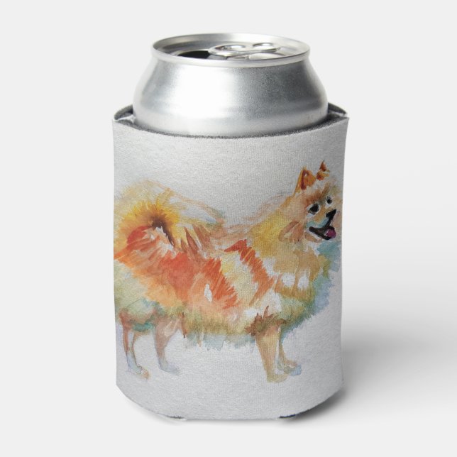German Spitz Pomeranian Watercolor Dog Dogs Can Cooler (Can Front)