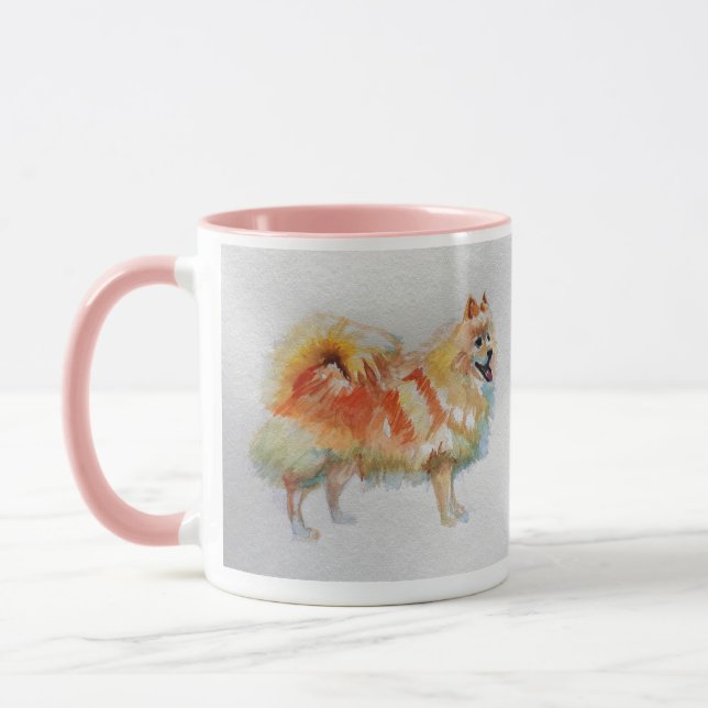 German Spitz Pomeranian Watercolor Dog Dogs Mug (Left)