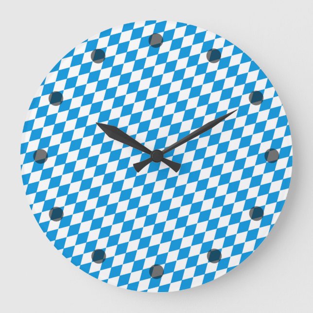 German State Of Bavaria - Flag Colors Pattern Large Clock (Front)