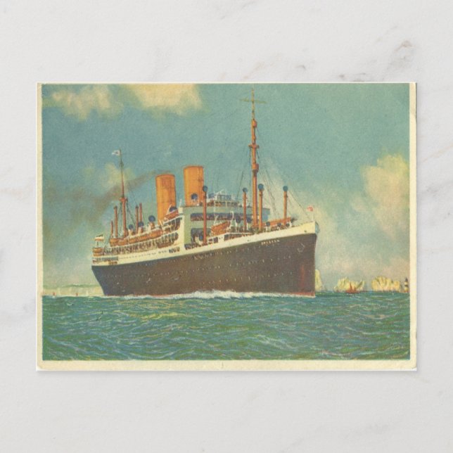 German Steamer Dresden off of England Postcard (Front)