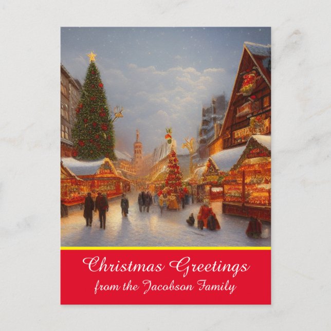 German Style Christmas Market Greetings Kitsch Holiday Postcard (Front)