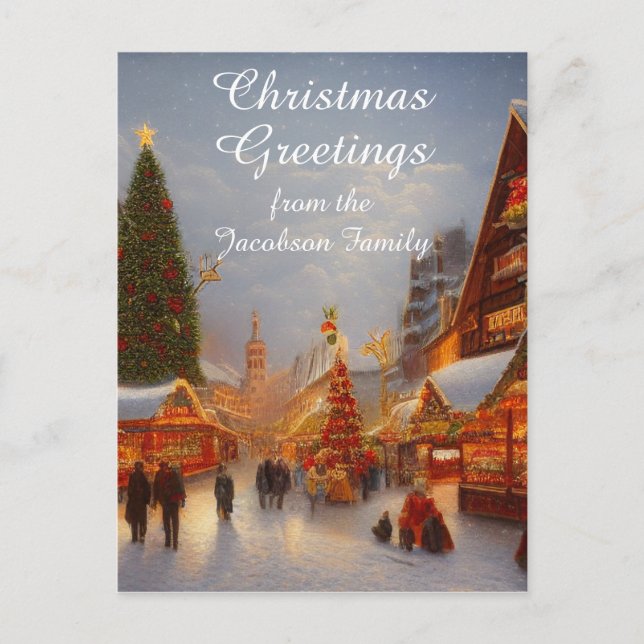 German Style Christmas Market Greetings Kitsch Holiday Postcard (Front)