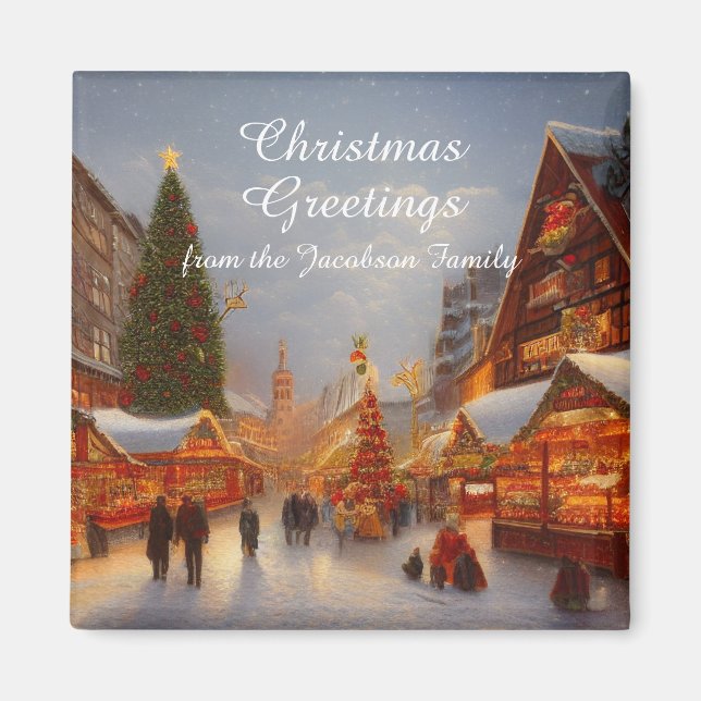 German Style Christmas Market Greetings Kitsch Magnet (Front)