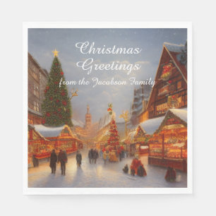 German Style Christmas Market Greetings Kitsch Napkin