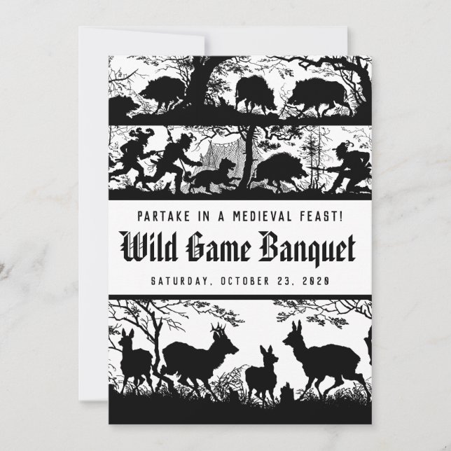 German Style Mediaeval Feast Wild Game Dinner Invitation (Front)