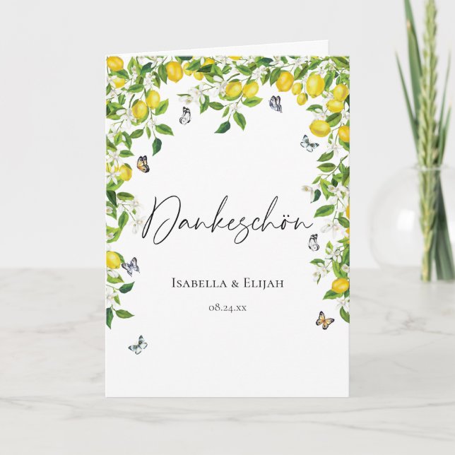 German Summer Lemon Wedding  Thank You Card (Front)