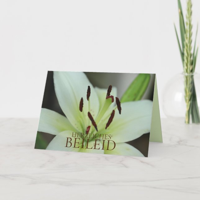 German Sympathy Pink Tiger Lily Card (Front)