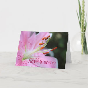 German Sympathy Pink Tiger Lily Card