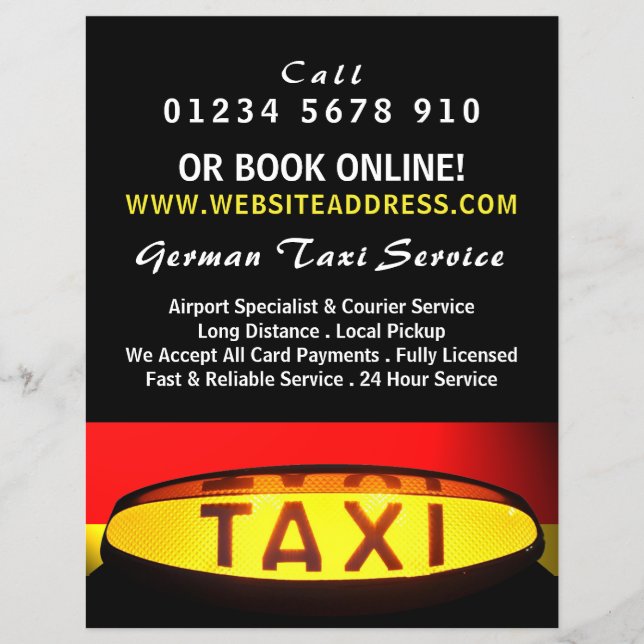 German Taxi Flag with Price List Flyer (Front)