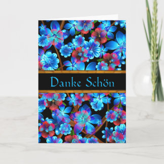 German Thank You Blue Flowers Card- Blank