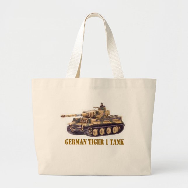 GERMAN TIGER 1 TANK LARGE TOTE BAG (Front)