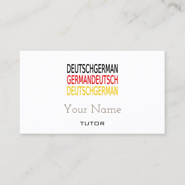 German Tutor Business Cards (Front)