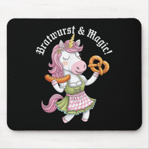 German Unicorn Drindl Bratwurst Magic Funny Kids _ Mouse Mat