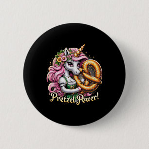 German Unicorn Drindl Pretzel Power Funny Kids  6 Cm Round Badge