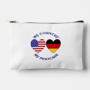 German USA Flag Hearts Country Heritage Accessory Pouch