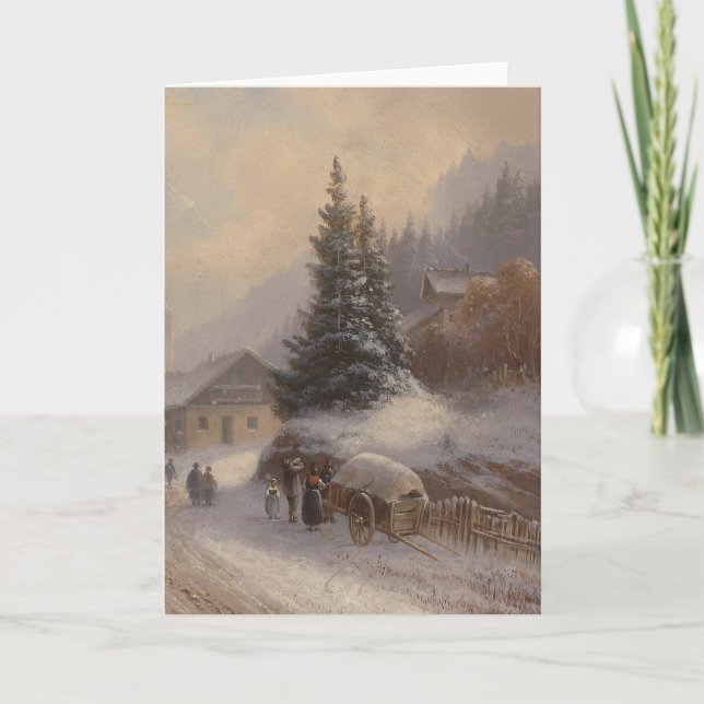 German Village in Winter Holiday Card (Front)