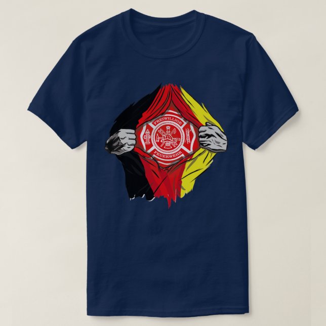 German Volunteer Fire Brigade Firefighter Shirt  (Design Front)