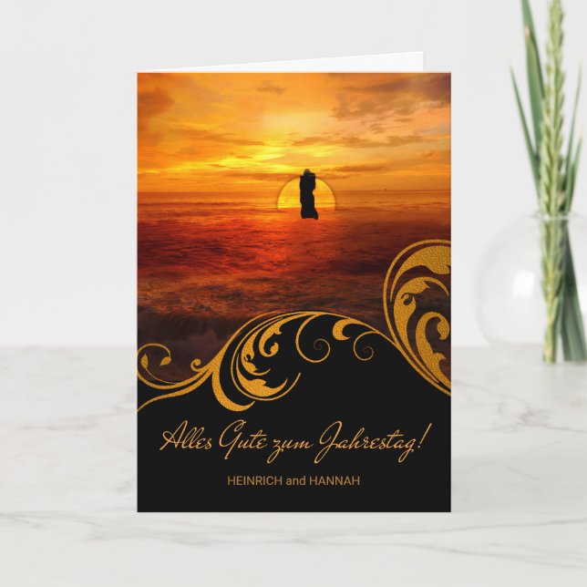 GERMAN Wedding Anniverary Love Sunset Couple Card (Front)
