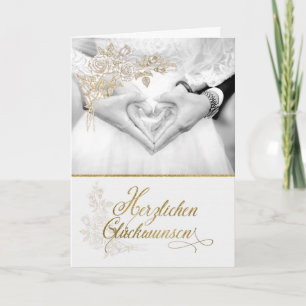 GERMAN Wedding Congratulations Faux Gold Leaf Card