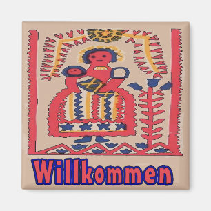 German Welcome Folk  Mother and Child Magnet